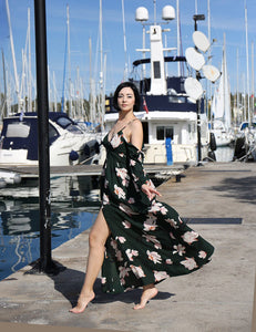 Cold Shoulder Floral Print Maxi Dress