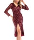 Sequins Long Sleeve Wrap Party Dress