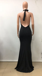 Sexy Open Chest Mermaid Slit Evening Dress