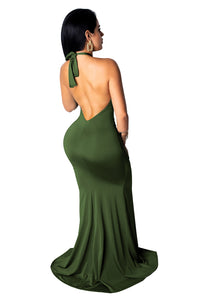 Sexy Open Chest Mermaid Slit Evening Dress