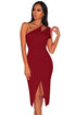 Sheer One Shoulder Slit Party Dress