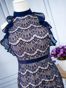 Lace Halter Sleeveless Evening Dress