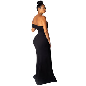 Sexy Strapless Slit Mermaid Evening Dress