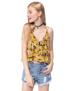 Simple Fhion V-Neck Floral Printed Cual Top