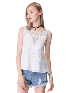 Simple Fhion Sleeveless Lace Short Top