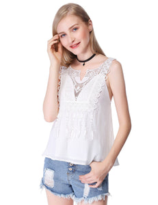 Simple Fhion Sleeveless Lace Short Top