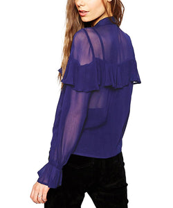 s's Sexy Long Sleeve Chiffon Falbala Bloe