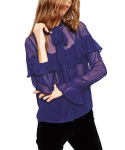 s's Sexy Long Sleeve Chiffon Falbala Bloe