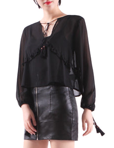 Sexy V-Neck See-Through Chiffon Bloe