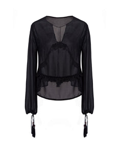 Sexy V-Neck See-Through Chiffon Bloe