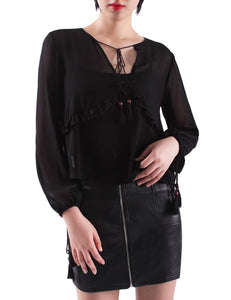 Sexy V-Neck See-Through Chiffon Bloe