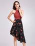 Floral Print High Waisted Midi Skirt