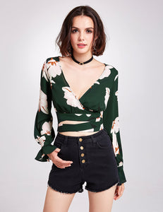 Long Sleeve Floral Print Blouse