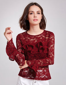 Sheer Lace Long Sleeve Top