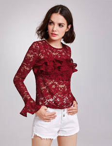 Sheer Lace Long Sleeve Top