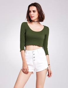 Long Sleeve Knit Crop Top