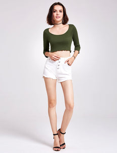 Cual  Long Sleeve Knit Crop Top