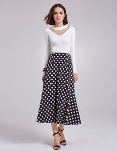 Vintage Printed   A-line  Polka Dot Skirts