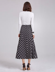 Vintage Printed   A-line  Polka Dot Skirts