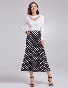 Vintage Printed   A-line  Polka Dot Skirts