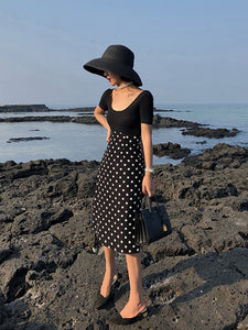 Vintage Printed   A-line  Polka Dot Skirts