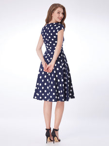 Vintage Polka Dot Short Sleeve  Dresses