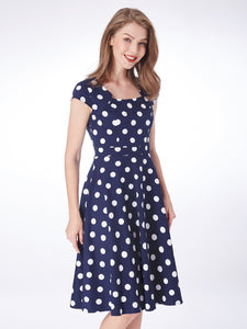 Vintage Polka Dot Short Sleeve  Dresses