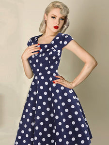 Vintage Polka Dot Short Sleeve  Dresses