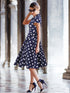 Vintage Polka Dot V neck Short Sleeve  Dresses