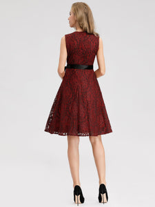 Fhion Burgundy A-line Lace Cocktail Dresses