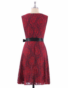 Fhion Burgundy A-line Lace Cocktail Dresses