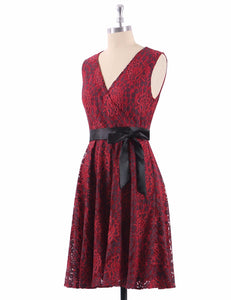 Fhion Burgundy A-line Lace Cocktail Dresses