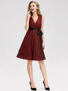 Fhion Burgundy A-line Lace Cocktail Dresses