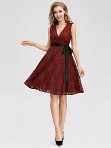 Fhion Burgundy A-line Lace Cocktail Dresses