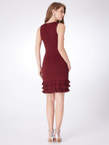 Fhion Burgundy Cocktail Fishtail Dresses