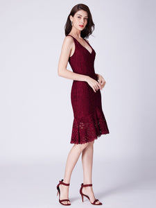 Fhion V Neck Fishtail Lace Cocktail Party Bodycon Dresses