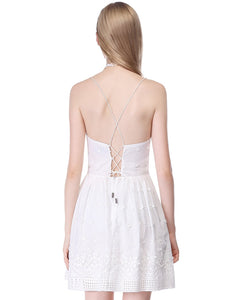 Simple Fhion Sleeveless Lace Short Cual Dress