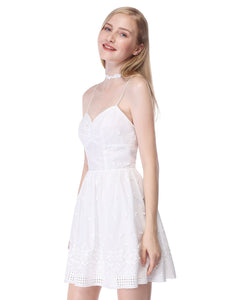 Simple Fhion Sleeveless Lace Short Cual Dress