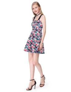 Simple Sleeveless Floral Printed Short Cual Dress