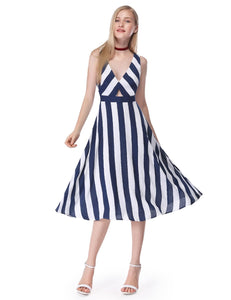 Simple Fhion Striped Cual Dress