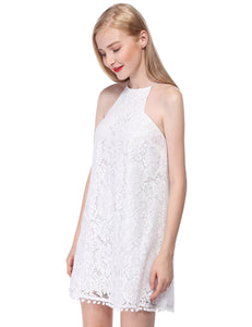 Short Sleeveless Lace Cual Dress