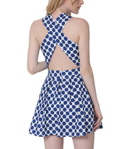 Sexy Spot Print Dress With Cross Shoulder Str