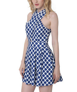 Sexy Spot Print Dress With Cross Shoulder Str