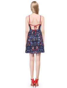 Halter Floral Printed Rayon Short Cual Dress