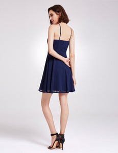 Sexy Spaghetti Straps Sleeveless Short Chiffon Cual Dress