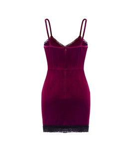 Sexy V-Neck Short Velvet Cual Dress