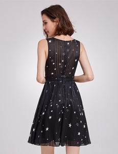 Sexy V-Neck Sleeveness Short Star Print Cual Dress