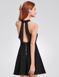 Sexy Solid Halter Sleeveless  Cual Dress.