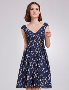 Fhion V-Neck Short Sleeves Printed Cual Dress