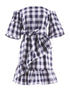 Fhionable off-the-shoulder Medium Flare Sleeve Plaid Cual Dress